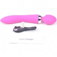 Wand Massager 20 Function Dual Vibrators Rechargeable Pink, BOTH ENDS VIBRATE INDEPENDENTLY